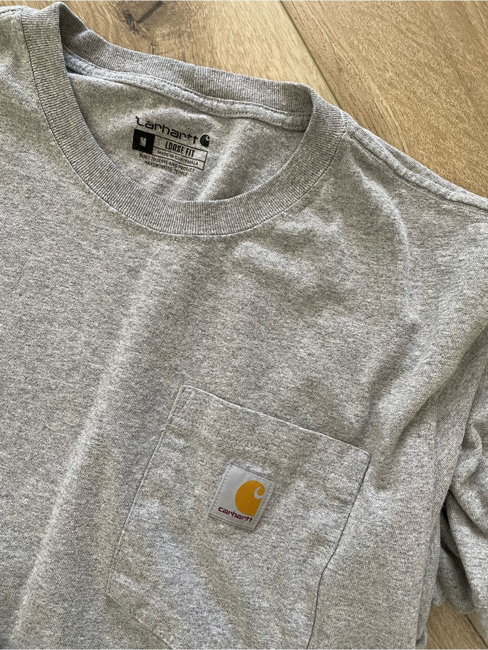 Bundle pair lot two Carhartt heavyweight tee long short sleeve pocket both M - Picture 3 of 5